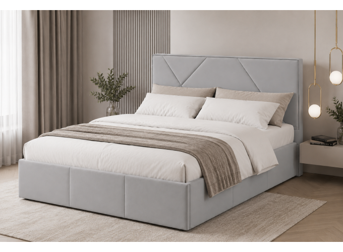Кровать Тифани с матрасом 160×200, подъемным механизмом и нишей